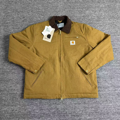 Thickened lapel canvas washed coat