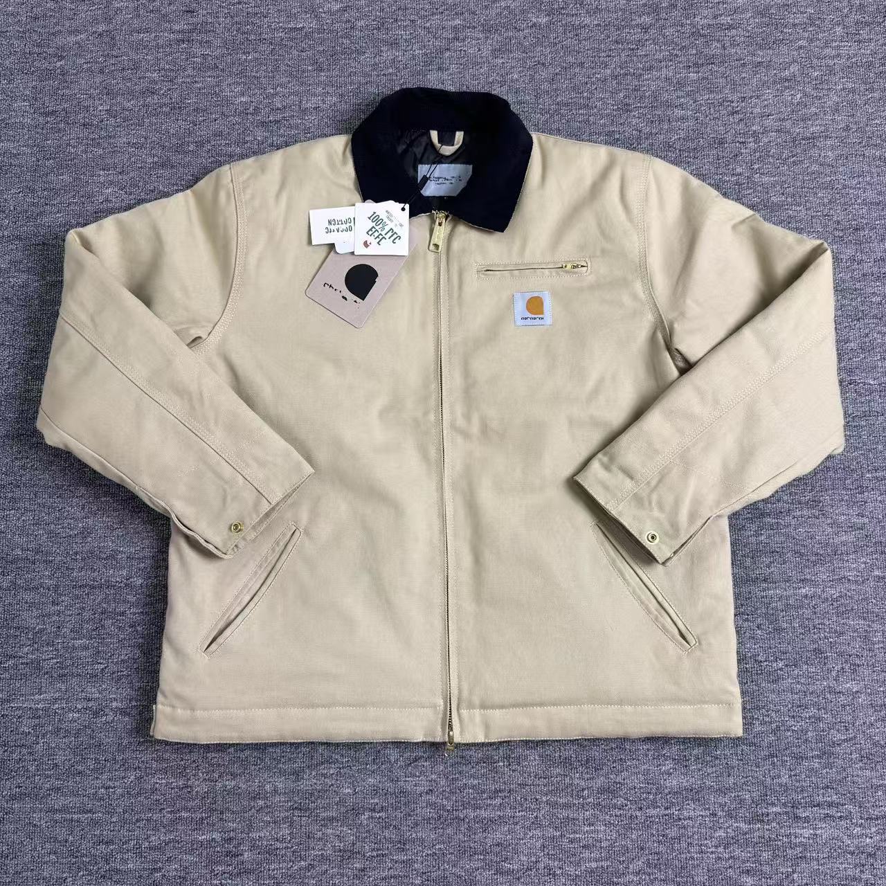 Thickened lapel canvas washed coat