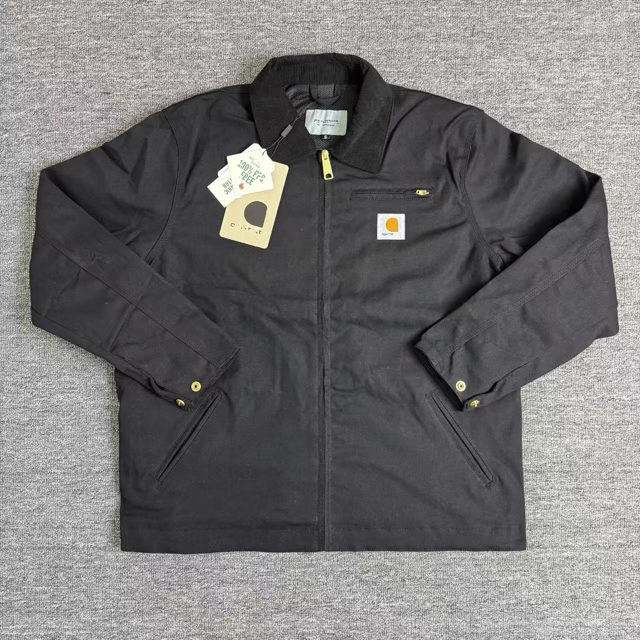 Thickened lapel canvas washed coat