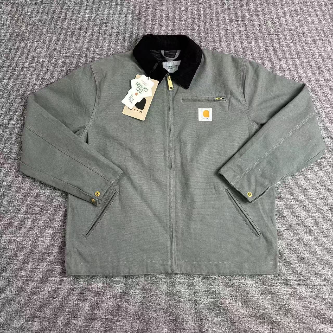Thickened lapel canvas washed coat