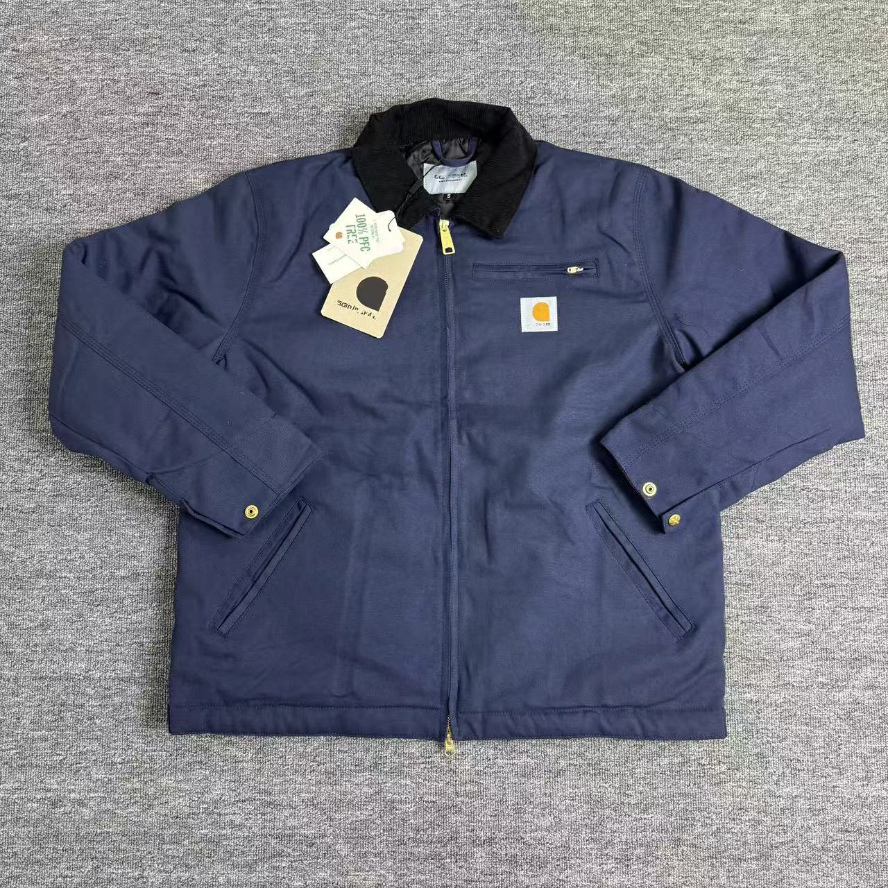 Thickened lapel canvas washed coat