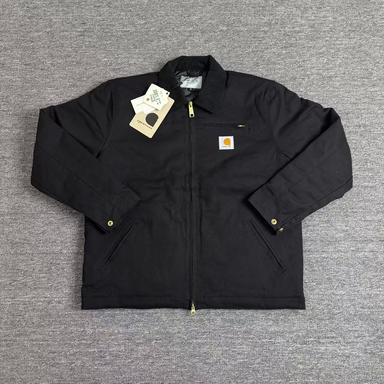 Thickened lapel canvas washed coat
