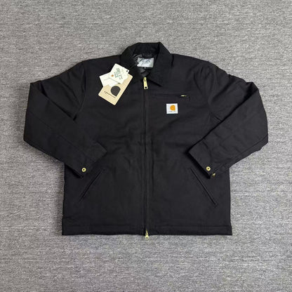 Thickened lapel canvas washed coat