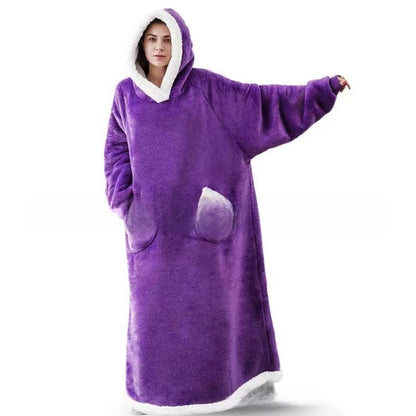 Thickened, lengthened, widened hooded pajamas