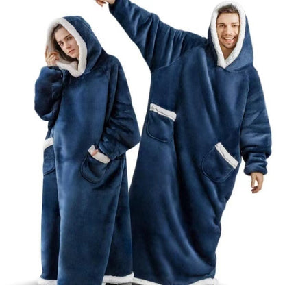 Thickened, lengthened, widened hooded pajamas