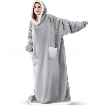 Thickened, lengthened, widened hooded pajamas