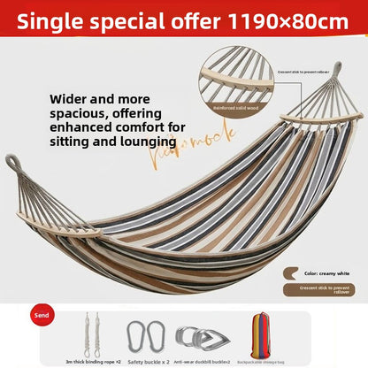 Thickened Nylon Outdoor Hammock Anti-Rollover Striped Swing Bed