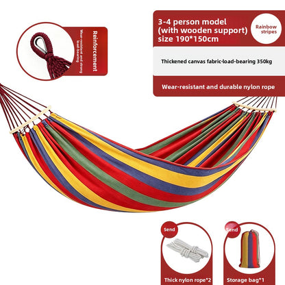 Thickened Nylon Outdoor Hammock Anti-Rollover Striped Swing Bed