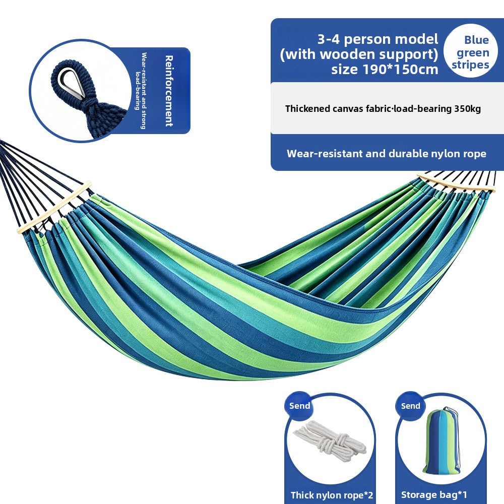 Thickened Nylon Outdoor Hammock Anti-Rollover Striped Swing Bed