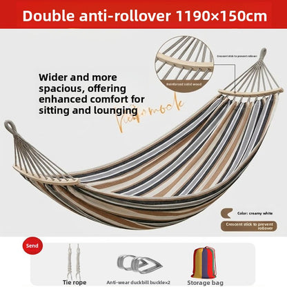 Thickened Nylon Outdoor Hammock Anti-Rollover Striped Swing Bed