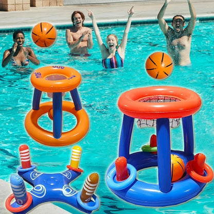 Thickened PVC Inflatable Basketball Stand and Ring Toss Game Set