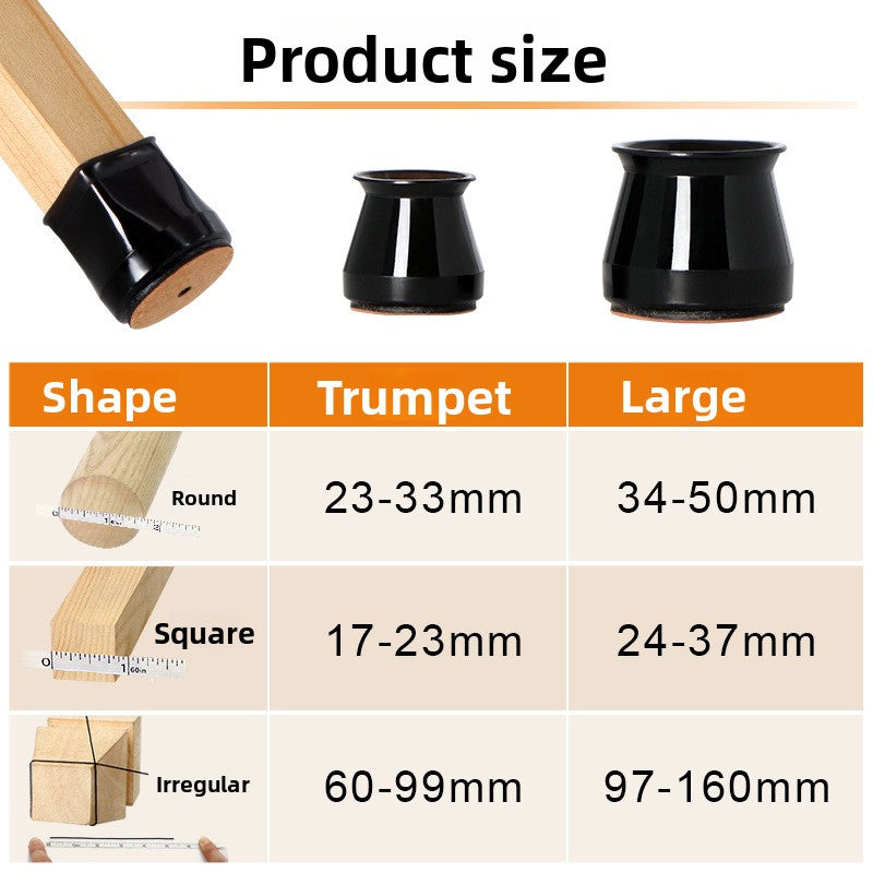 Thickened Silicone Furniture Leg Covers with Felt Padding