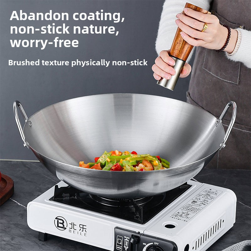 Thickened Stainless Steel Double Ear Wok