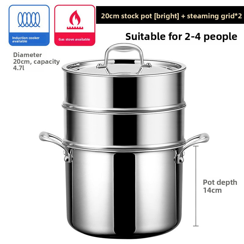 Thickened stainless steel soup pot and steamer