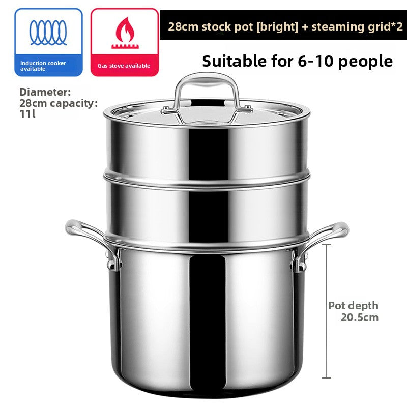 Thickened stainless steel soup pot and steamer
