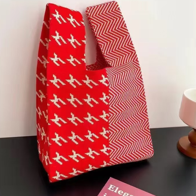 Thickened Woven Handbag with Shoulder Strap