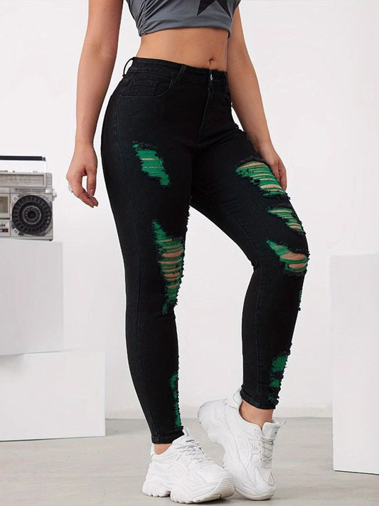 Thigh-raising elastic pencil pants