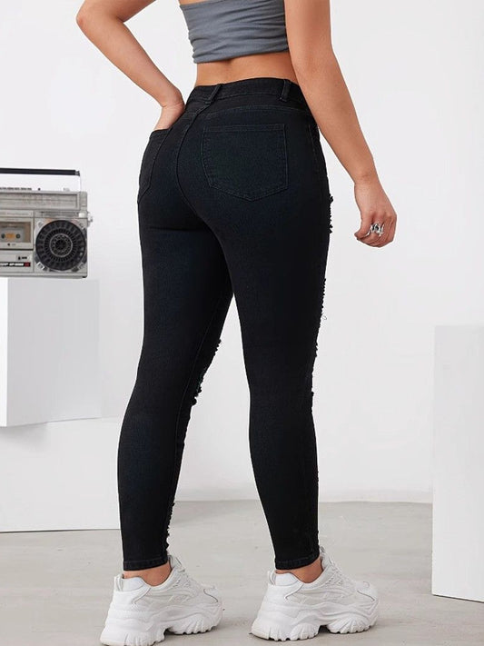 Thigh-raising elastic pencil pants