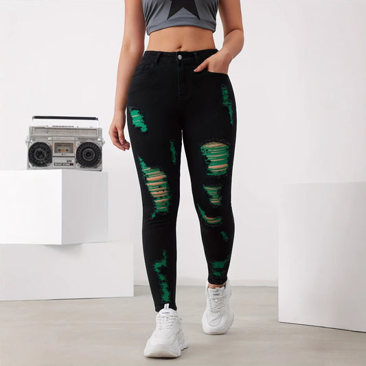 Thigh-raising elastic pencil pants