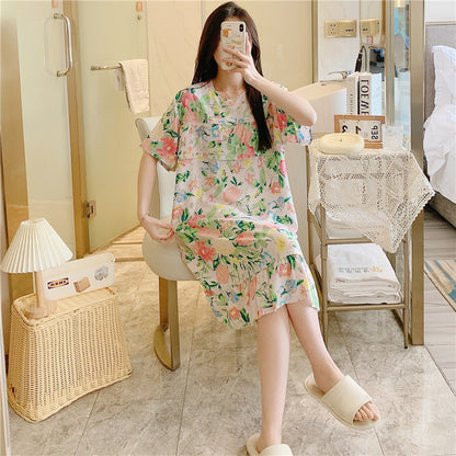 Thin cotton silk long dress