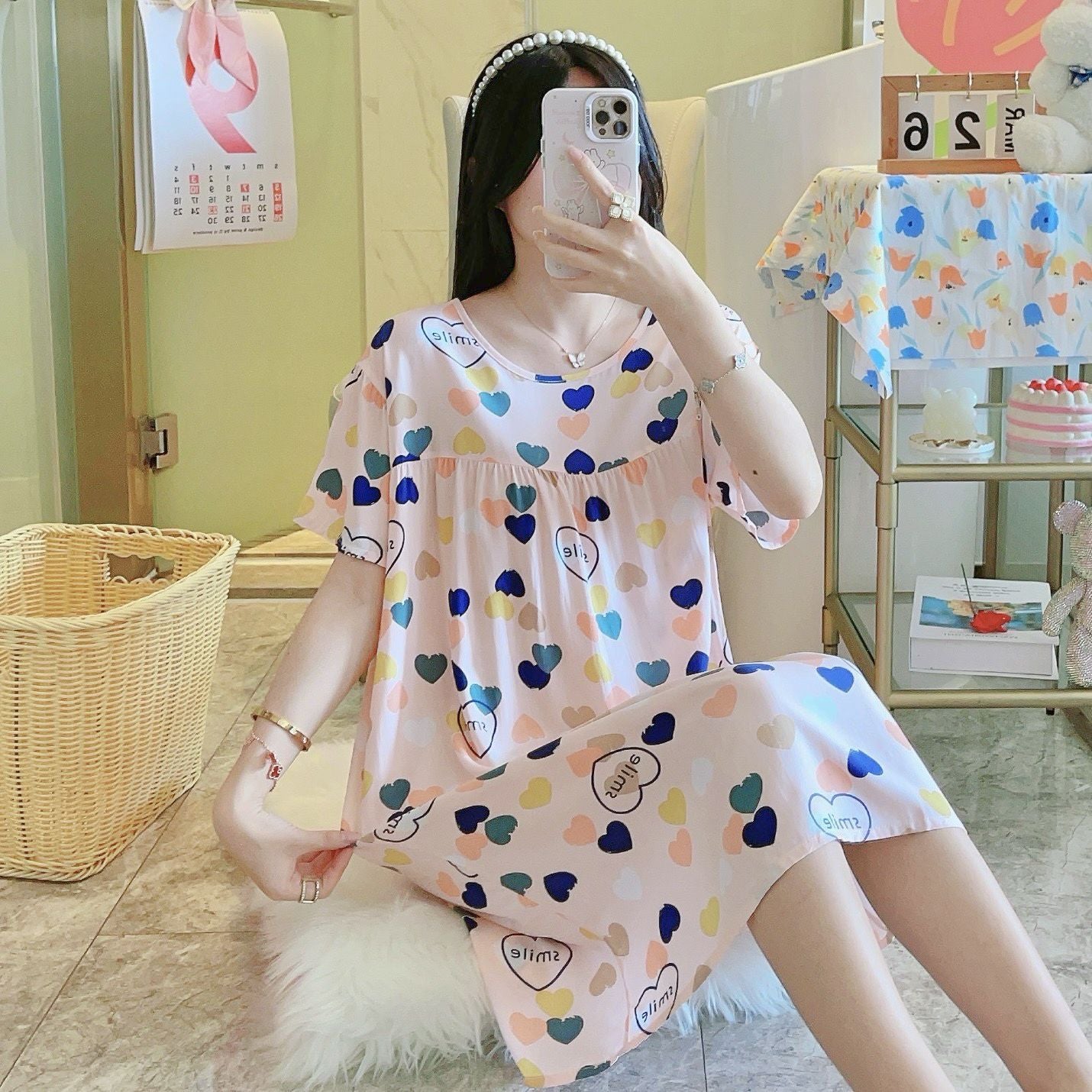 Thin sleeping dresses for women in spring autumn and summer