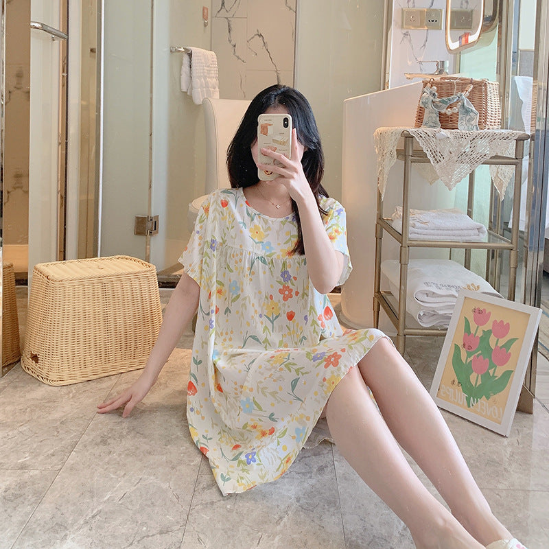 Thin sleeping dresses for women in spring autumn and summer