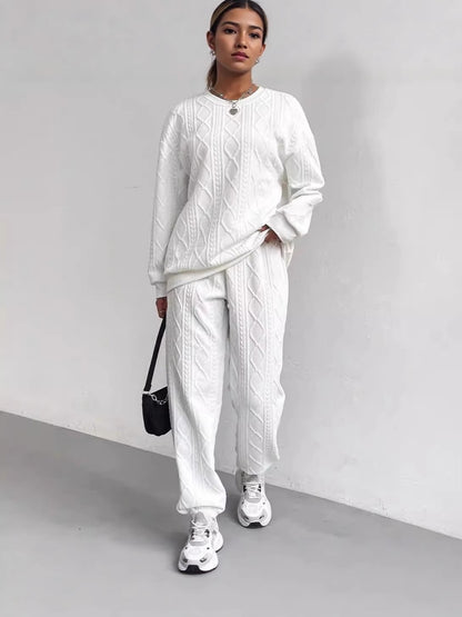 Threaded Jacquard Women Two-Piece Casual