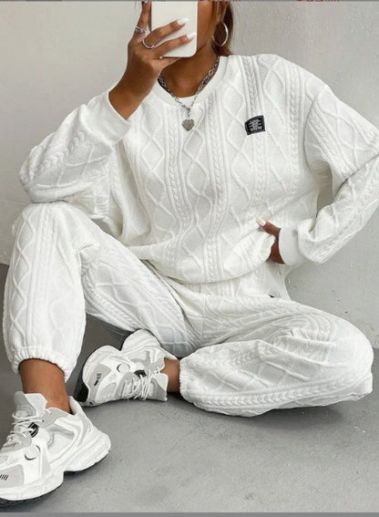 Threaded Jacquard Women Two-Piece Casual