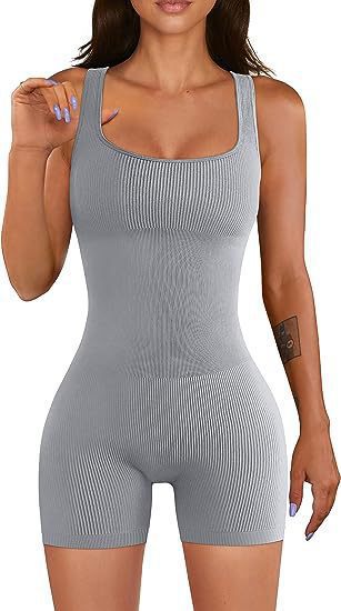 Threaded square-neck fitted jumpsuit