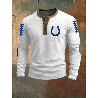 Three-button long-sleeved printed sweatshirt