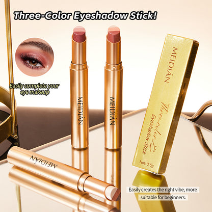 Three Color Eyeshadow Stick Shimmer Metallic Finish