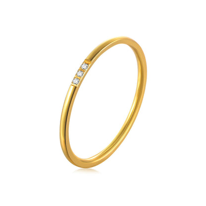 Three-diamond titanium steel ring