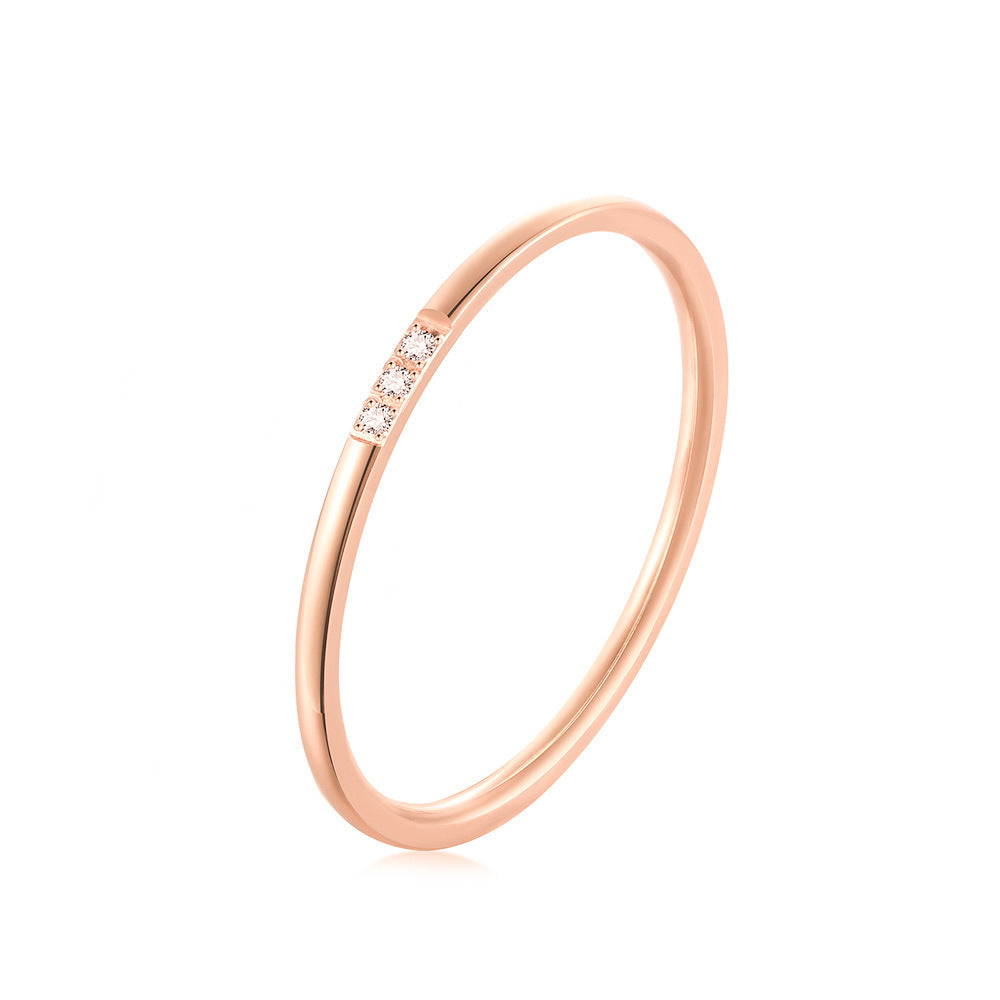 Three-diamond titanium steel ring