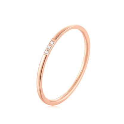 Three-diamond titanium steel ring