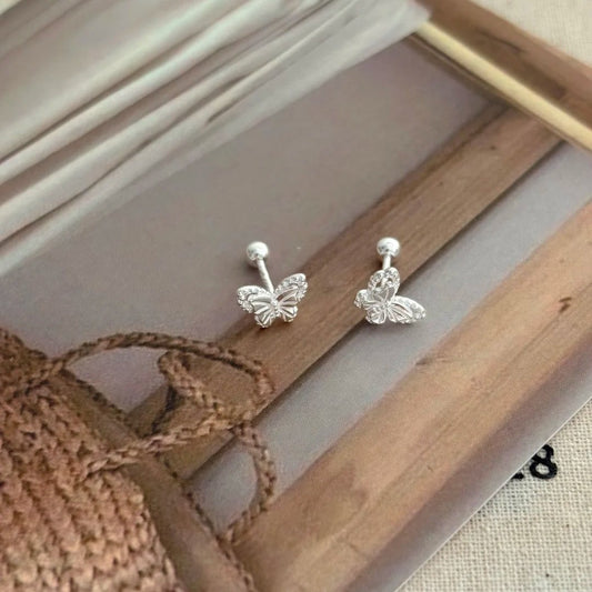 Three-dimensional butterfly ear bone stud