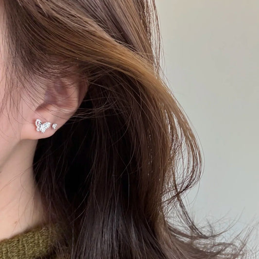 Three-dimensional butterfly ear bone stud