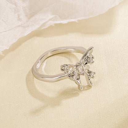 Three-dimensional butterfly-shaped adjustable opening ring