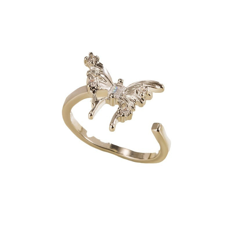Three-dimensional butterfly-shaped adjustable opening ring