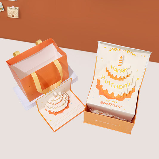 Three-Dimensional Cake Greeting Card Gift Box