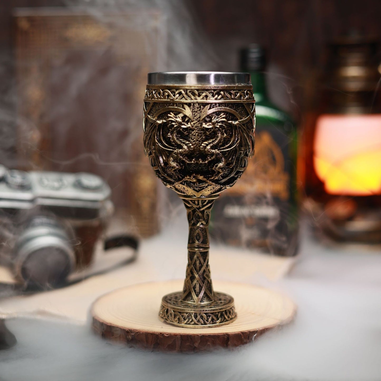 Three-dimensional engraved stainless steel highball glass