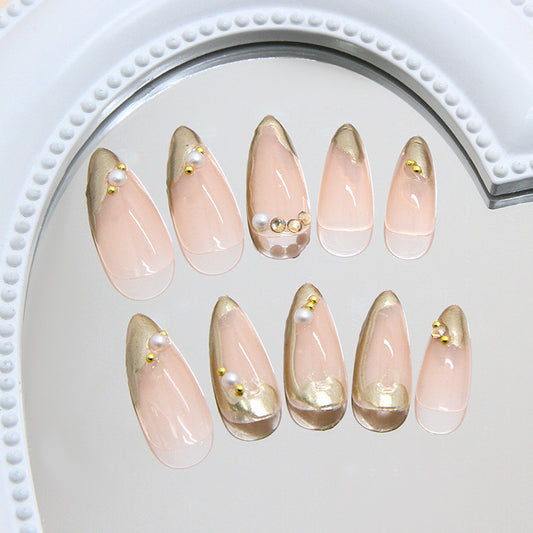 Three-dimensional gold-plated almond-shaped decorative armor