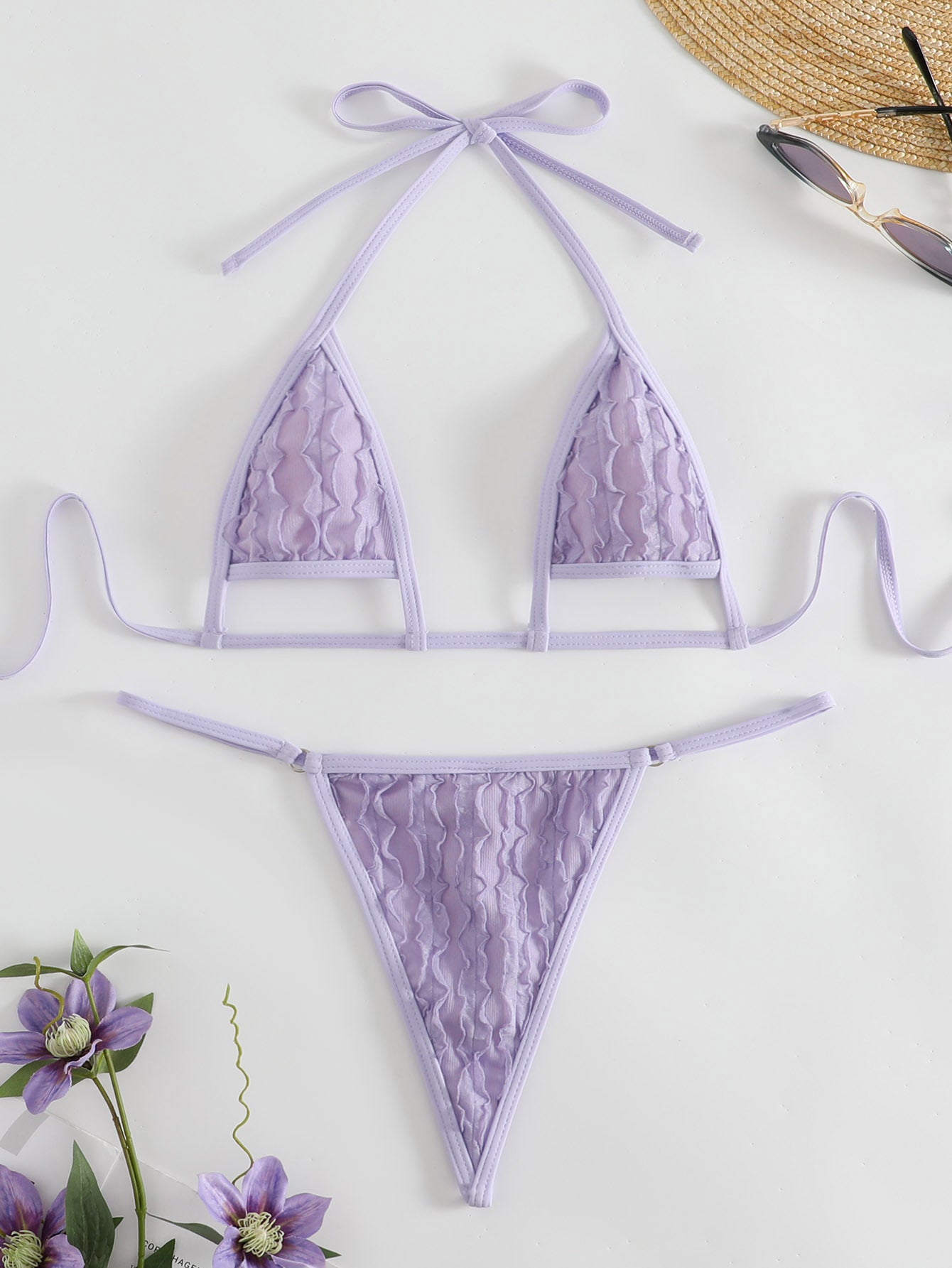 Three-dimensional petal tie bikini