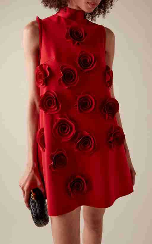 Three-dimensional rose sleeveless dress