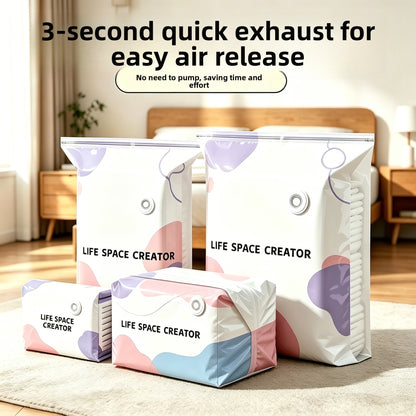 Three-dimensional vacuum compression bag