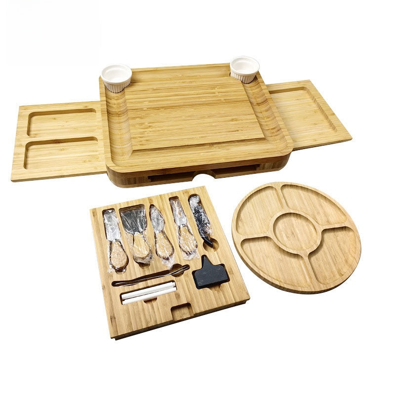 Three-Drawer Bamboo Cheese Serving Plate