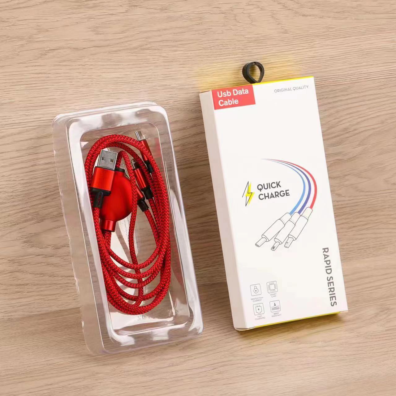 Three-in-one car charging cable