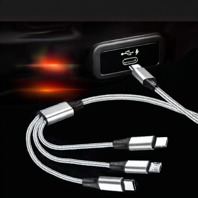 Three-in-one car charging cable