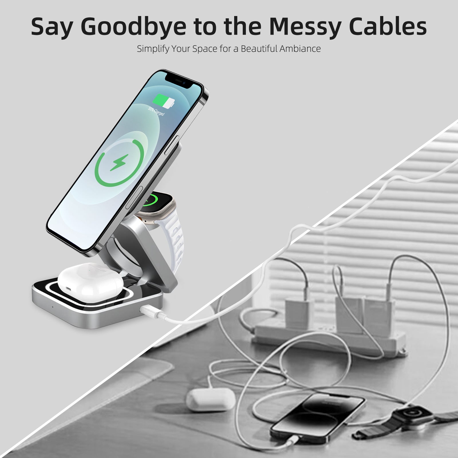 three-in-one charger mobile phone bracket charger