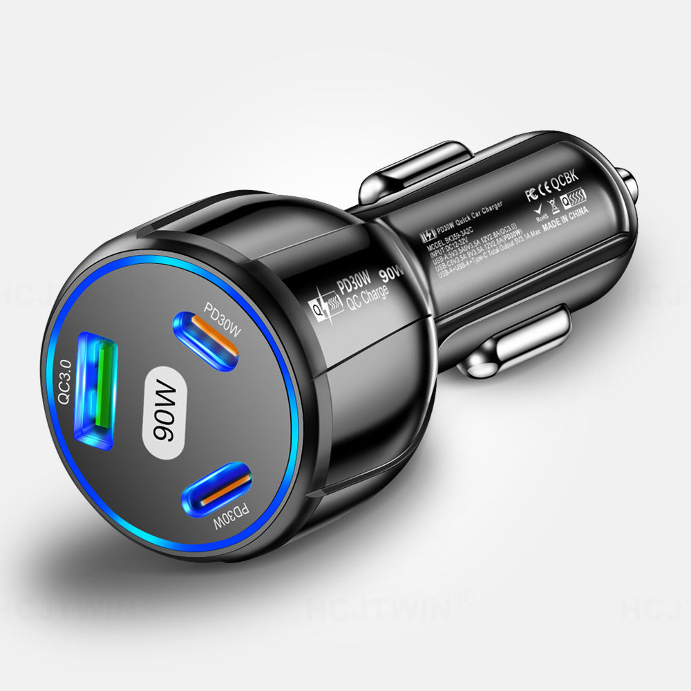Three-In-One Dual-Line Car Charger