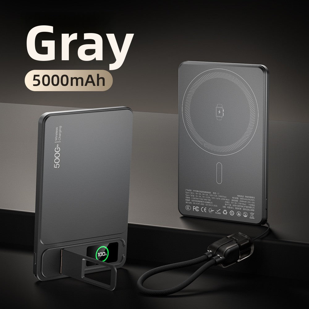 Three-in-One Magnetic Power Bank 10000mAh Fast Charging with Built-in Cable